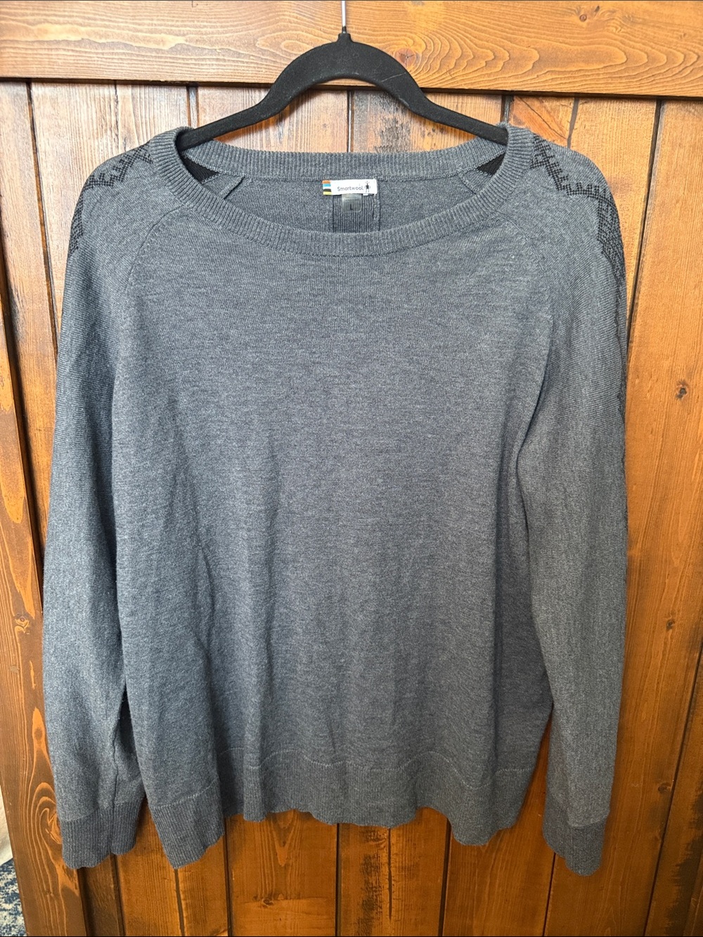 Smartwool Shadow Pine Needlepoint Crew Sweater, Grey, Size L